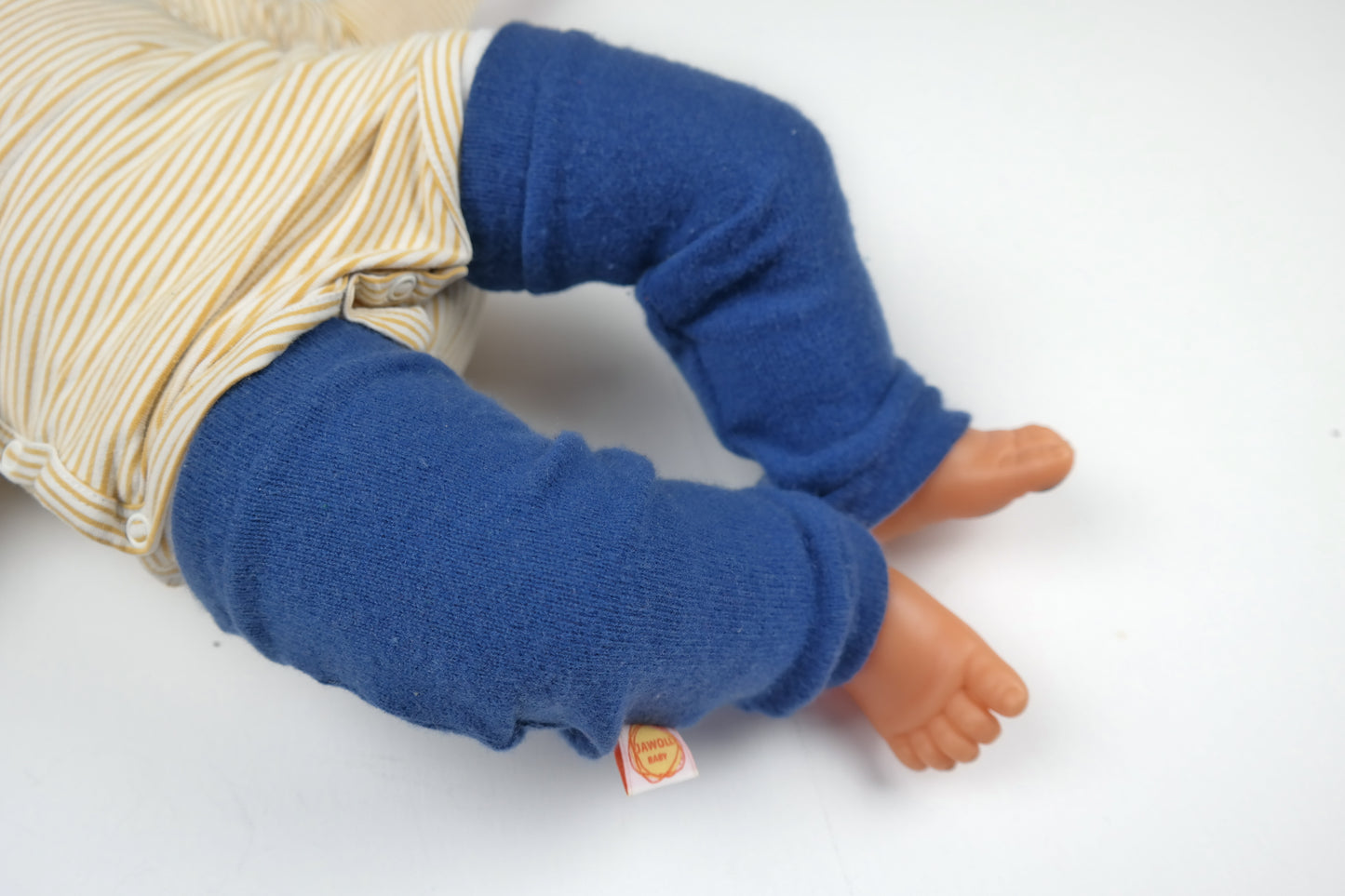 Stulpen für Babys 6-12 M aus Upcycling-Kaschmir in Blau