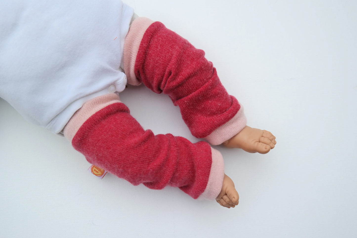 Leg warmers for babies 0-6 M made from upcycled cashmere &amp; silk in blue